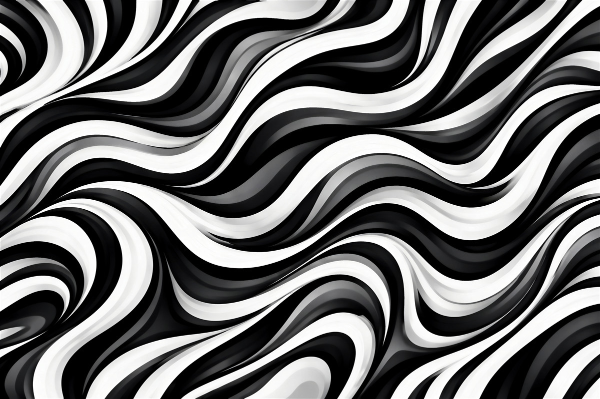 Papier peint abstraction ondulée noir et blanc