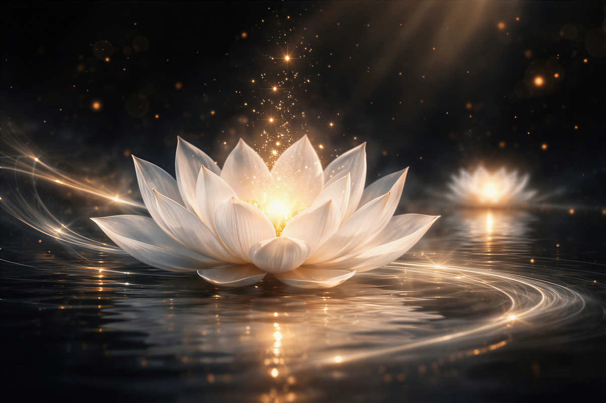 Papier peint lotus de lumière sur l'eau calme