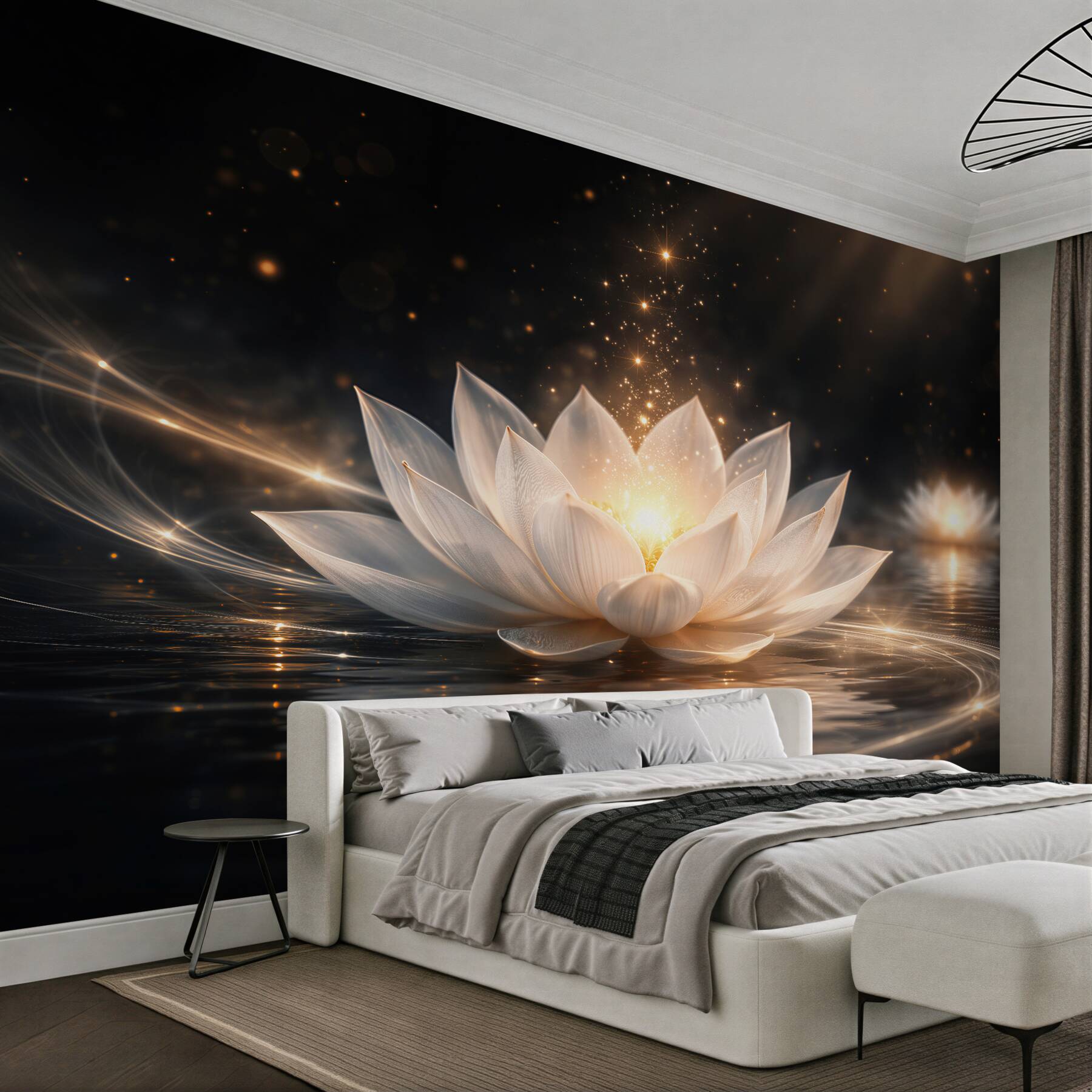 Papier peint lotus de lumière sur l'eau calme