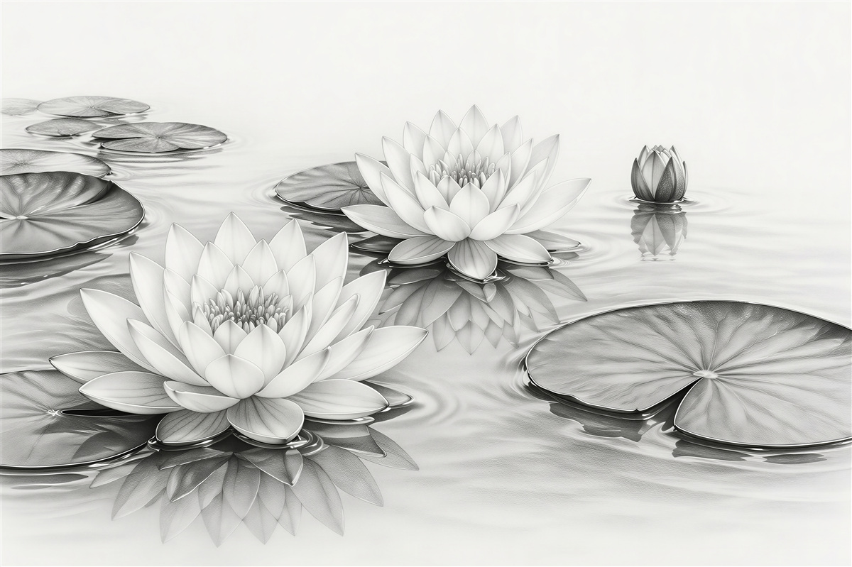 Papier peint lotus sur un miroir argenté
