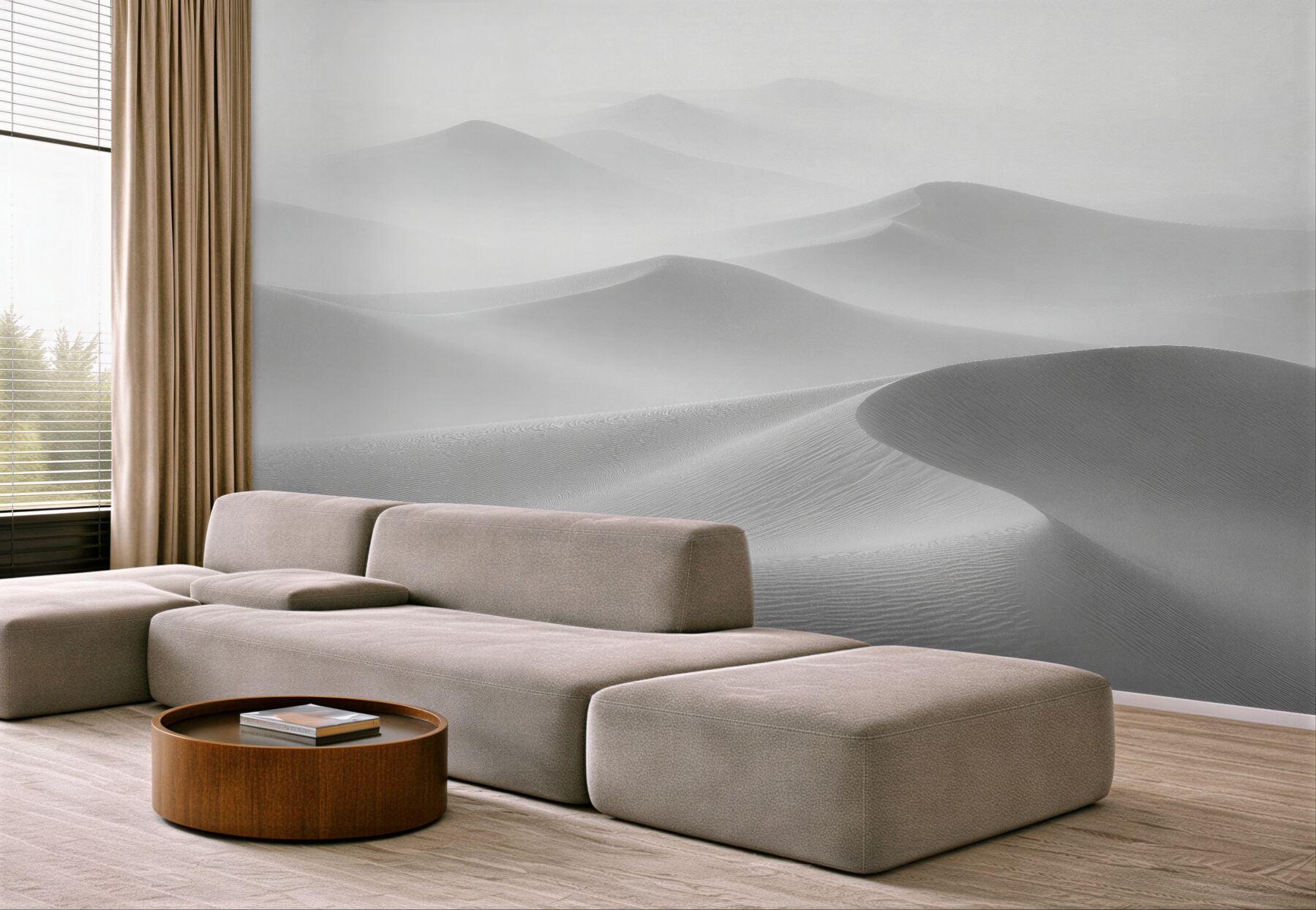 Papier peint danse brumeuse des dunes désertiques
