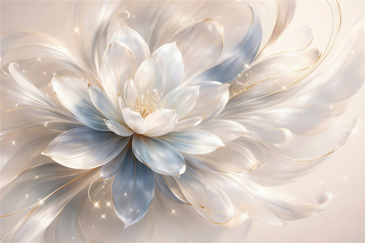 Papier peint fleur blanche brillante glamour