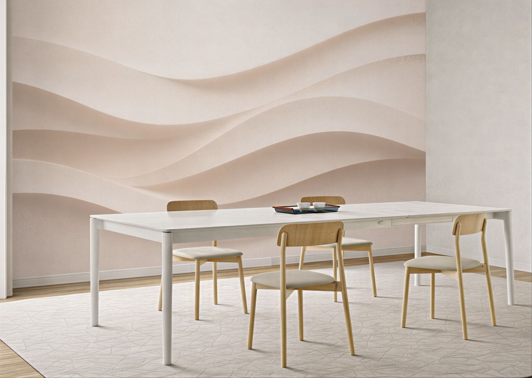 Papier peint vagues beiges d'harmonie