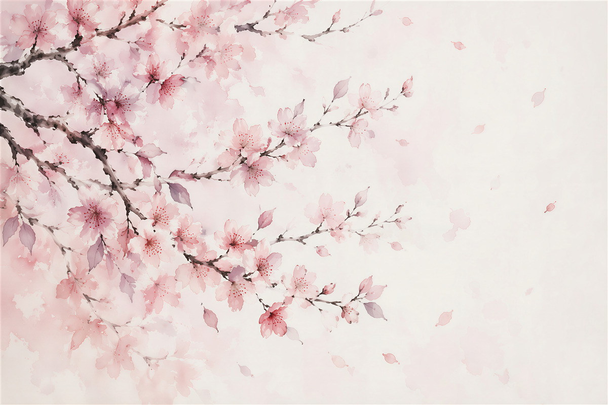 Papier peint fleurs de cerisier aquarelle