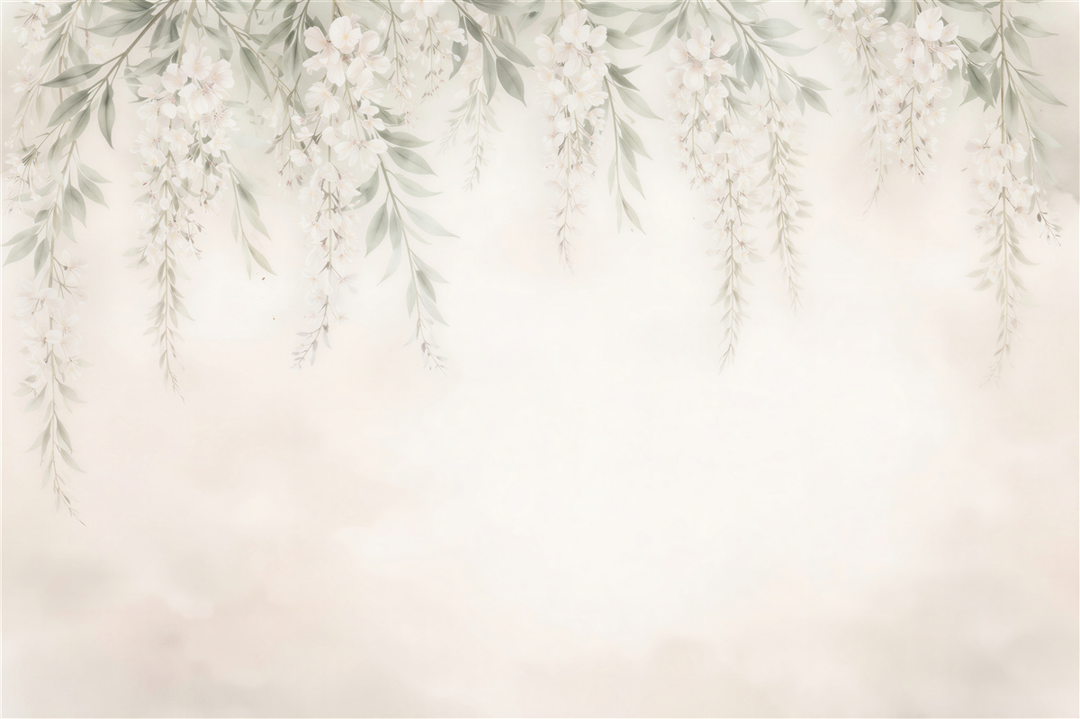 Papier peint brindilles légères de fleurs blanches