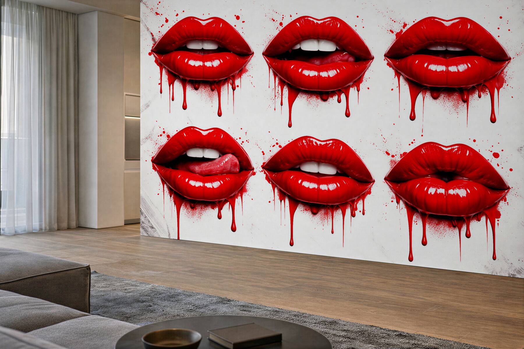 Papier peint lèvres rouges dans un style pop art