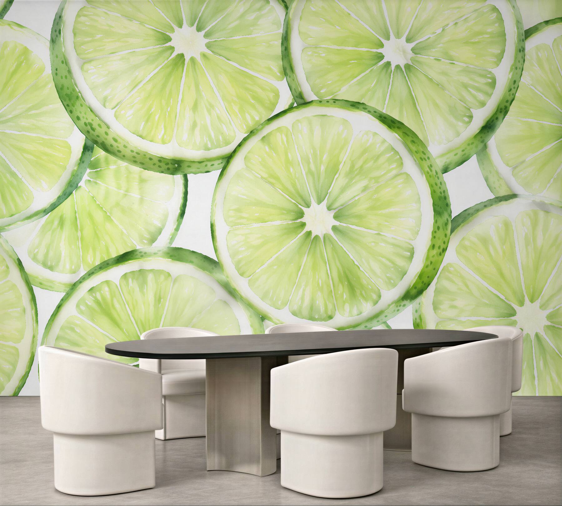 Papier peint tranches de citron aquarelle