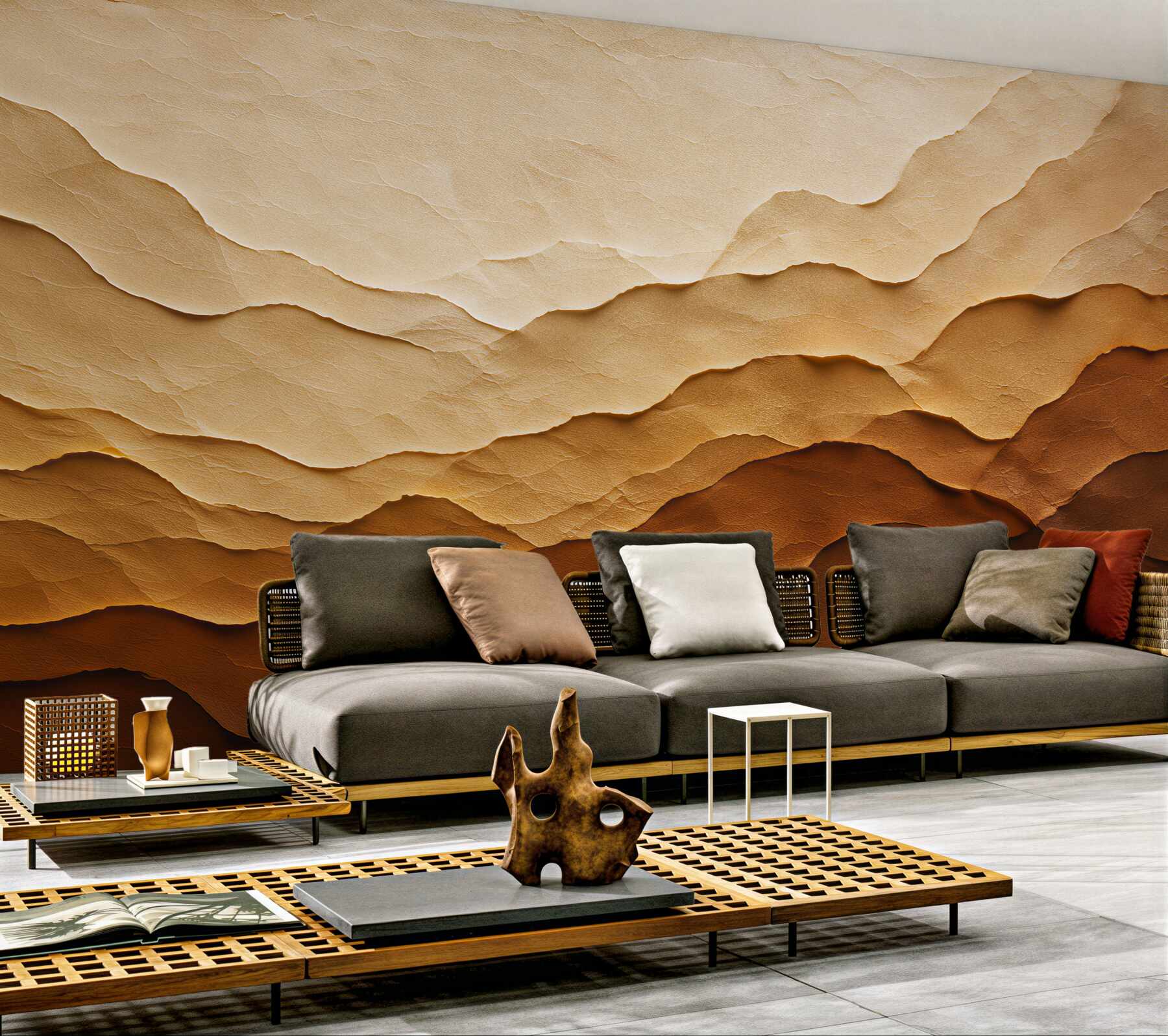 Papier peint formes de sable en couches