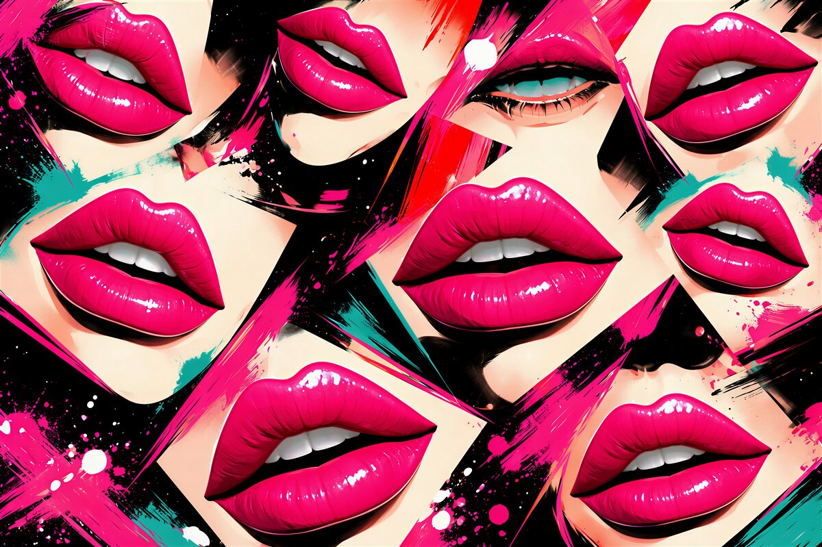 Papier peint lèvres néon pop-art glamour