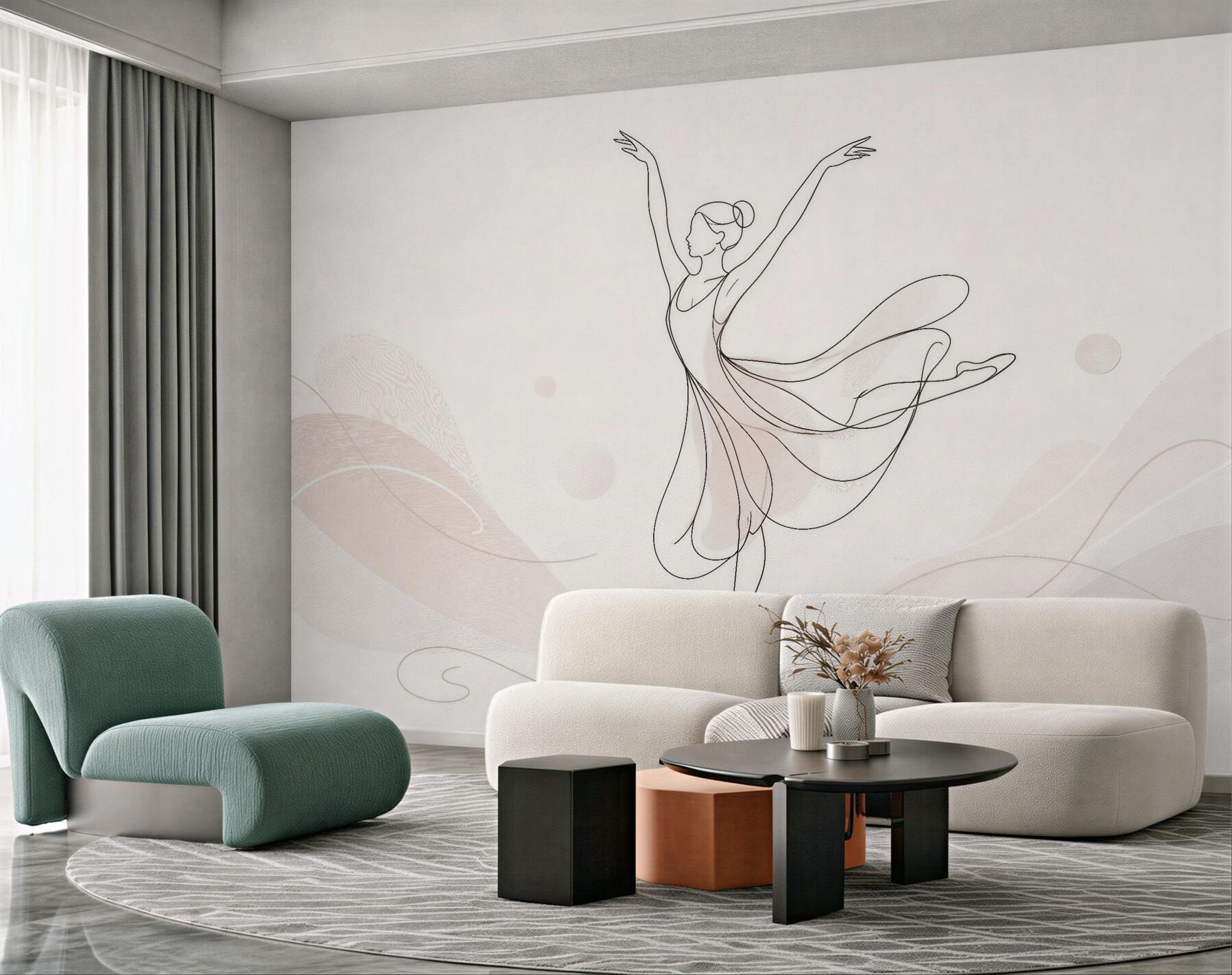 Papier peint ballerine subtile dans la légèreté pastel