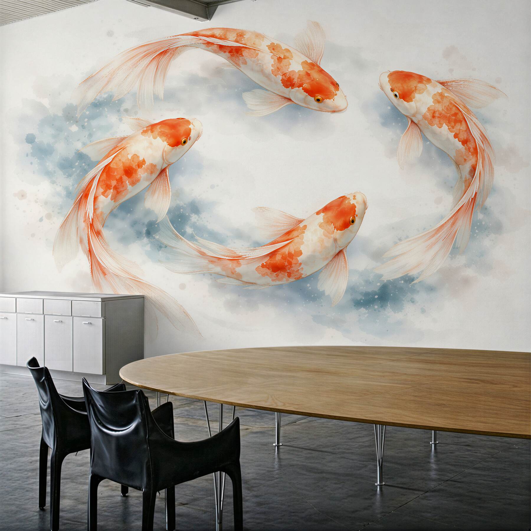 Papier peint koi dans une danse aquarelle