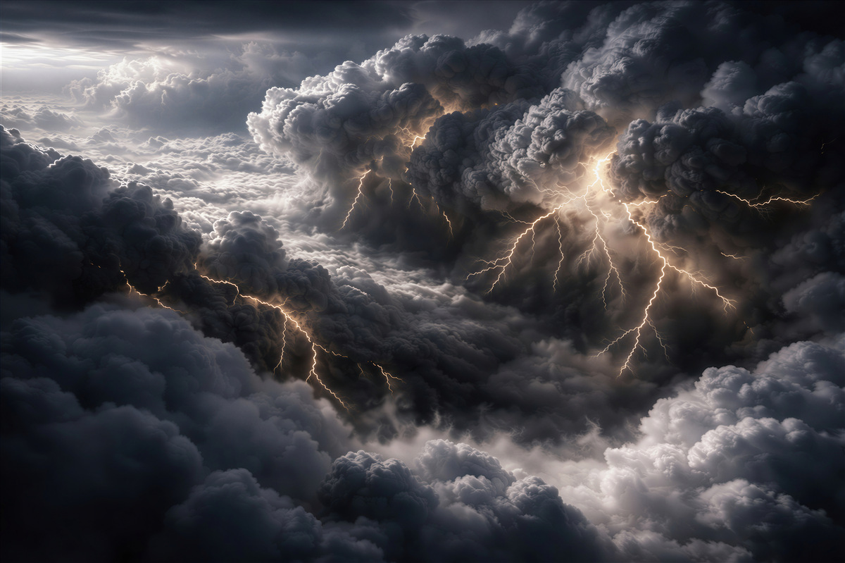 Papier peint nuages orageux avec des éclairs