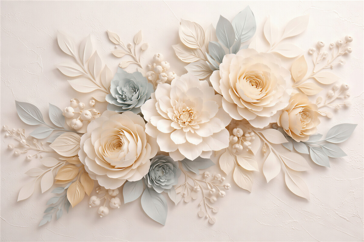 Papier peint fleurs crème en style 3d