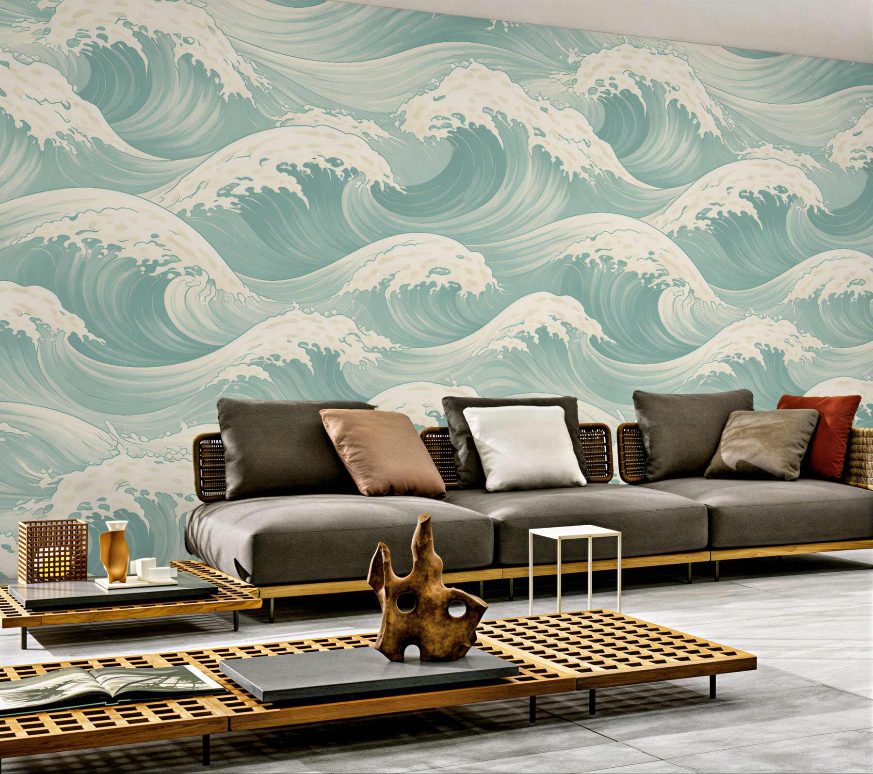 Papier peint vagues turquoises d'harmonie marine