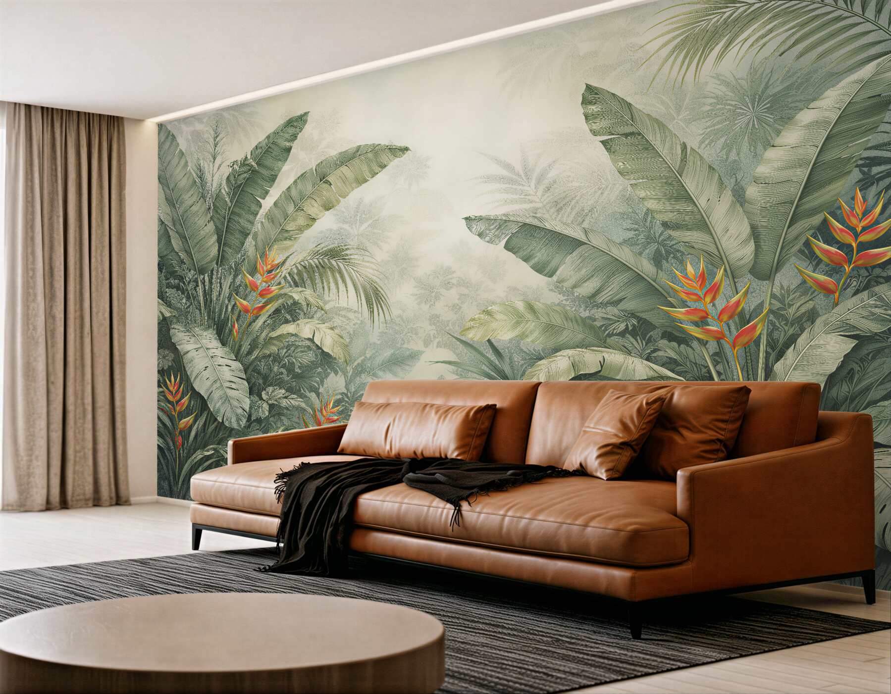 Papier peint jungle tropicale avec heliconia