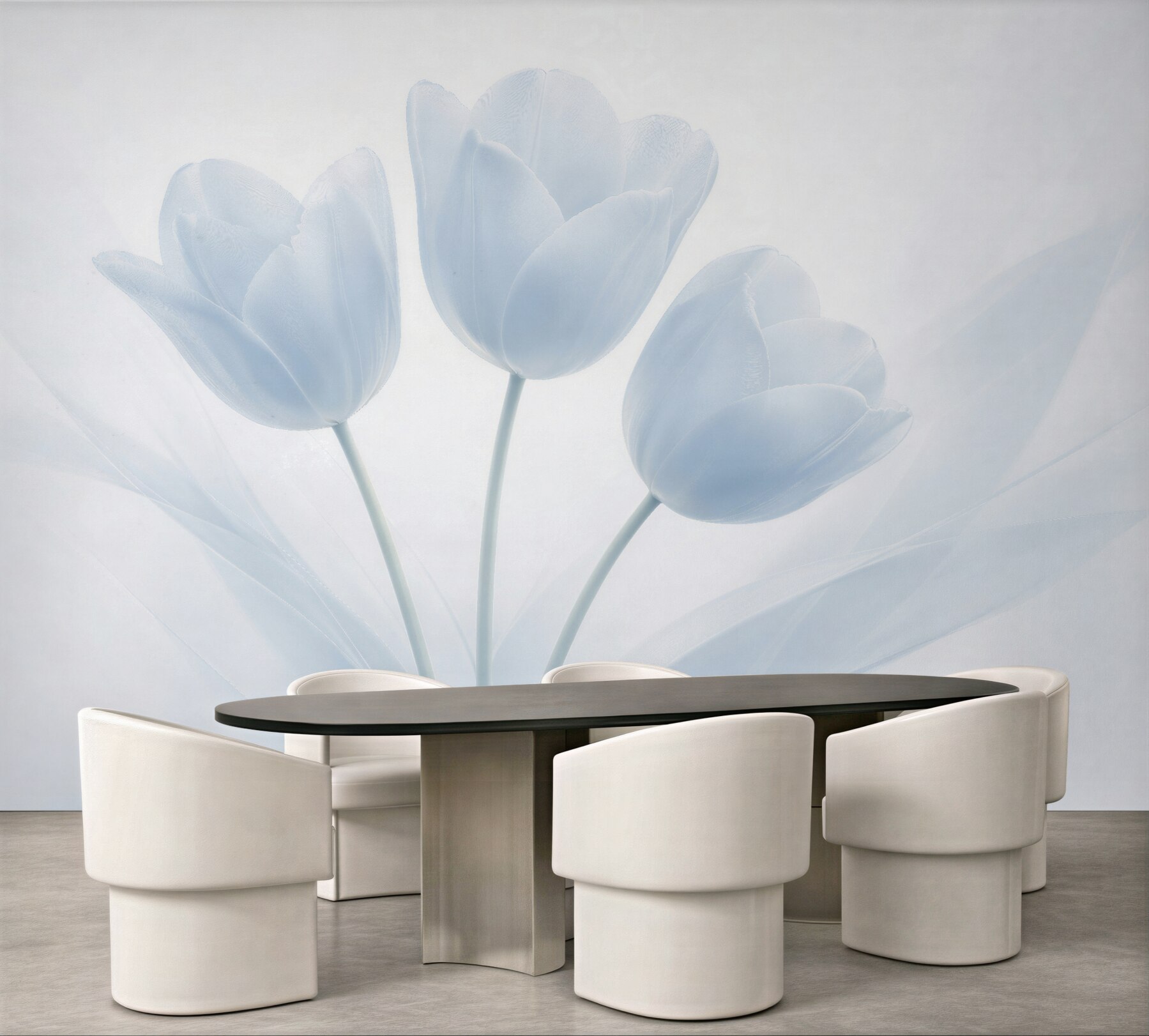 Papier peint tulipes bleues délicates