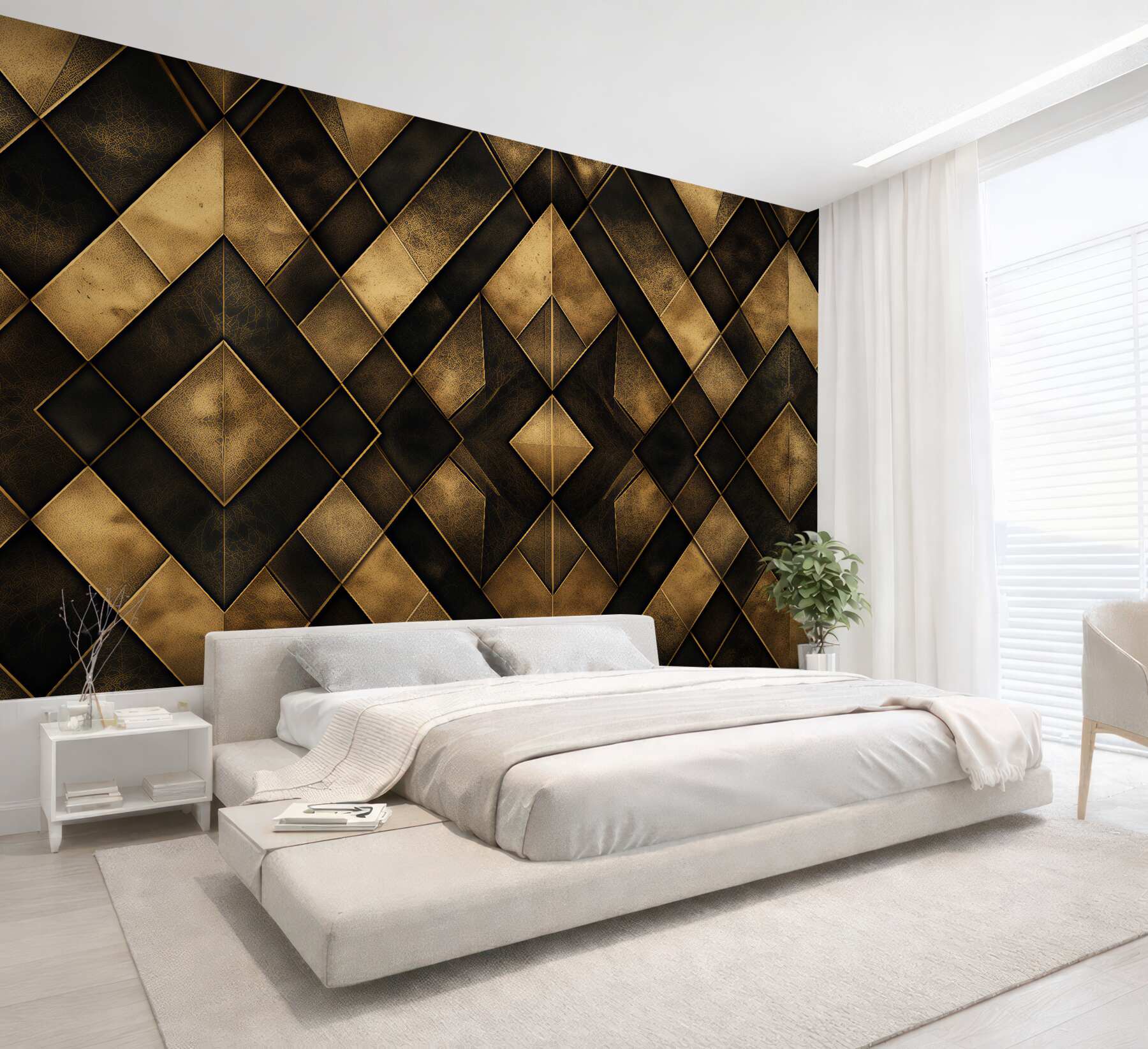 Papier peint géométrie dorée art déco