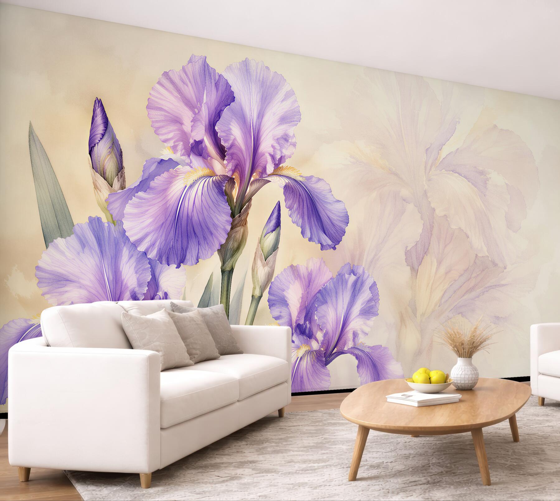 Papier peint iris lavande dans la lumière