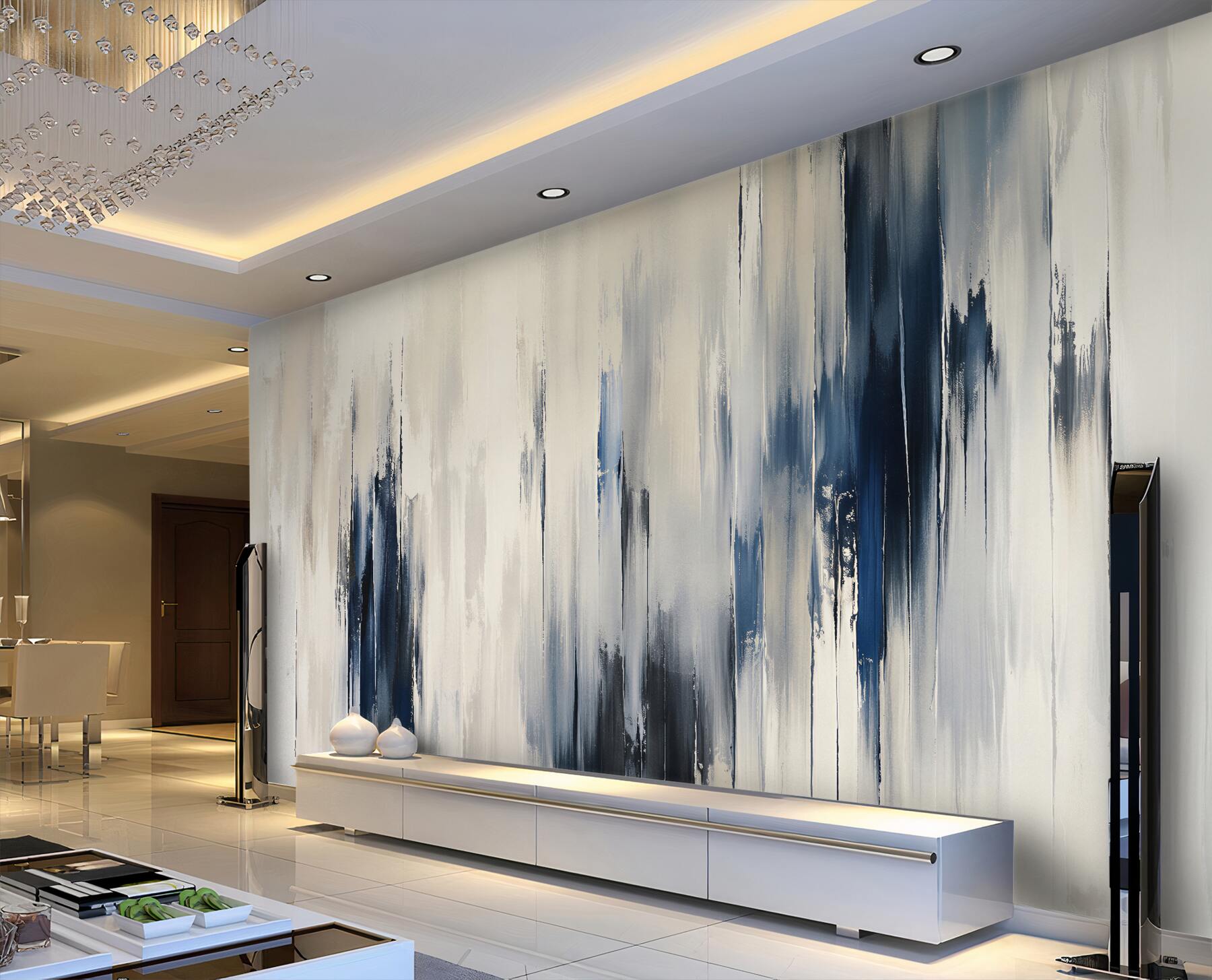 Papier peint bandes bleues d'abstraction