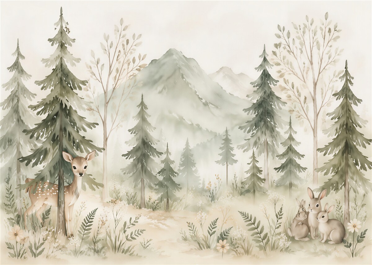 Papier peint amis de la forêt en montagne
