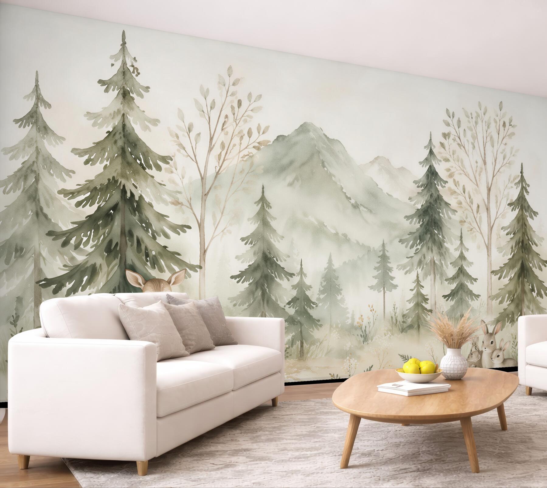 Papier peint amis de la forêt en montagne