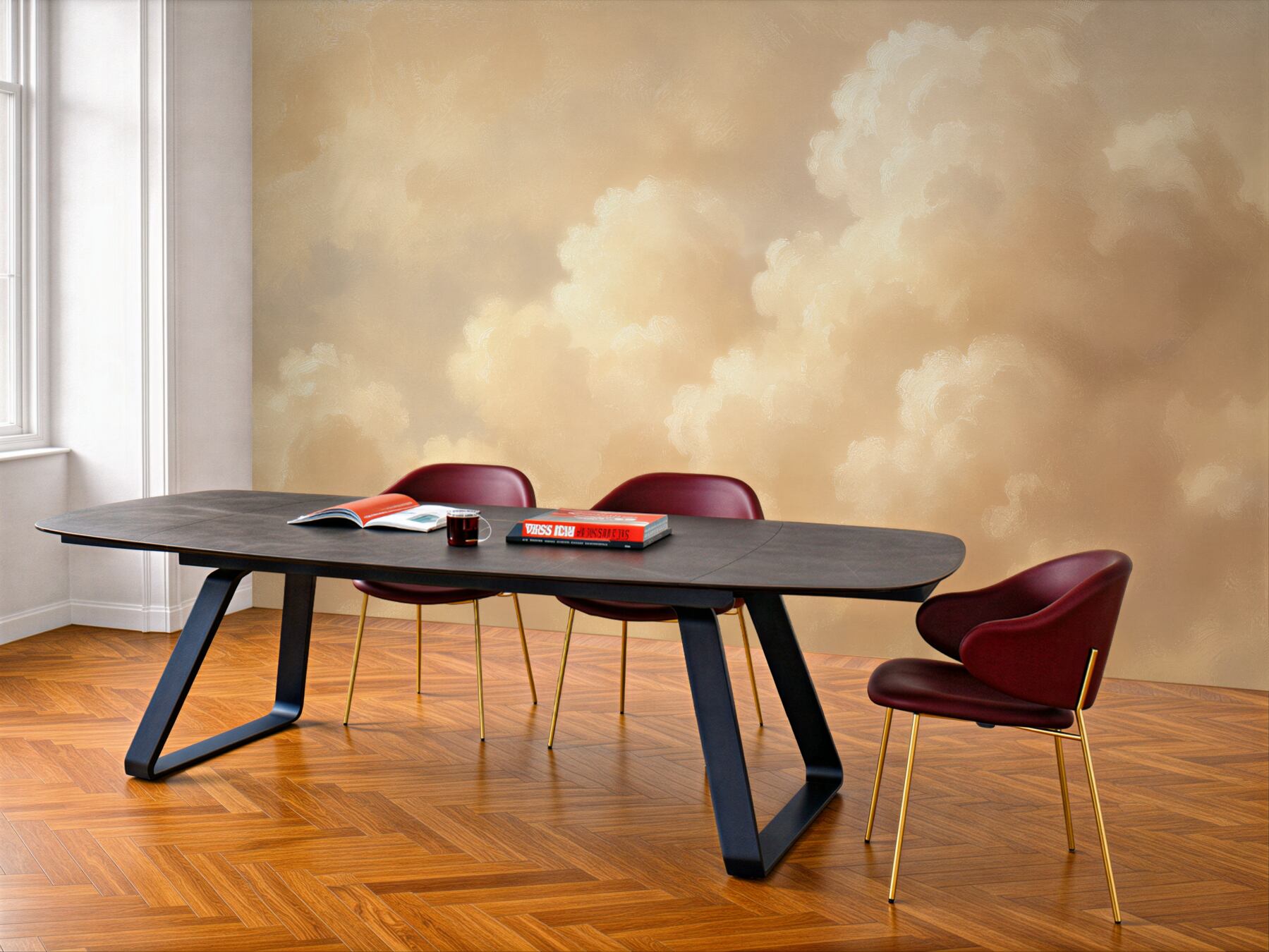 Papier peint nuages dorés à l'aube