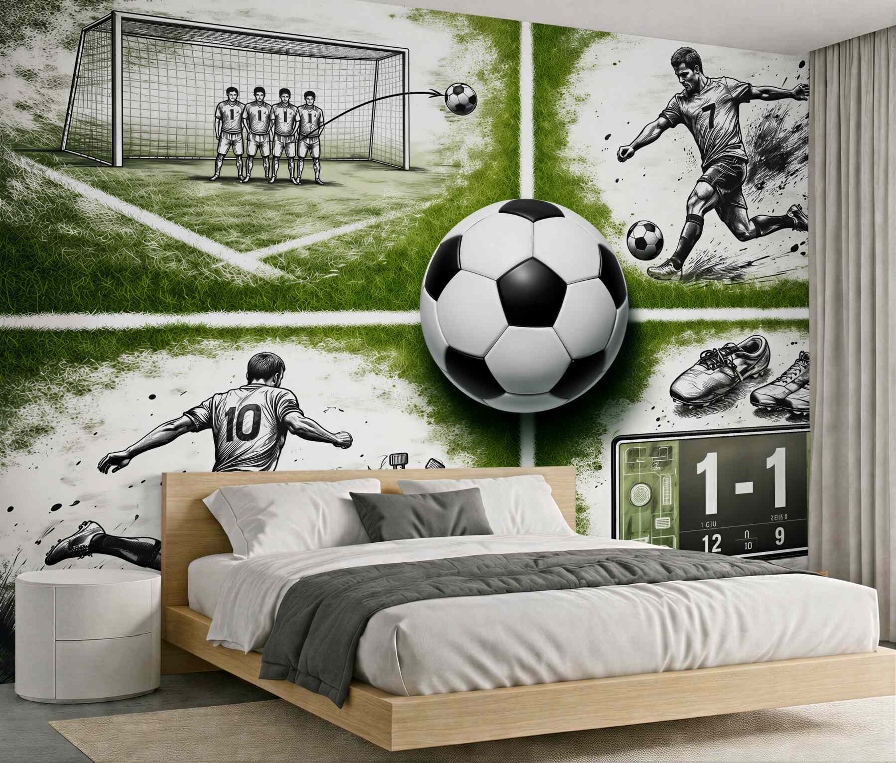 Papier peint passion du football sur le terrain