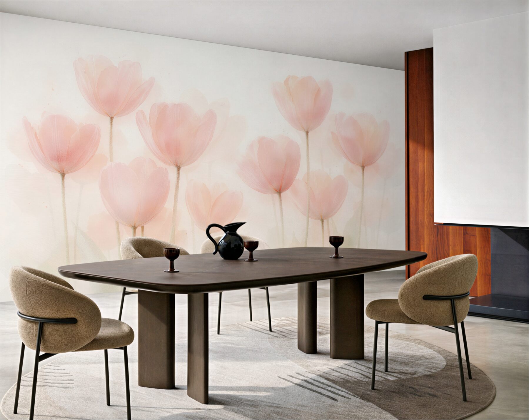 Papier peint tulipes pastel dans la brume