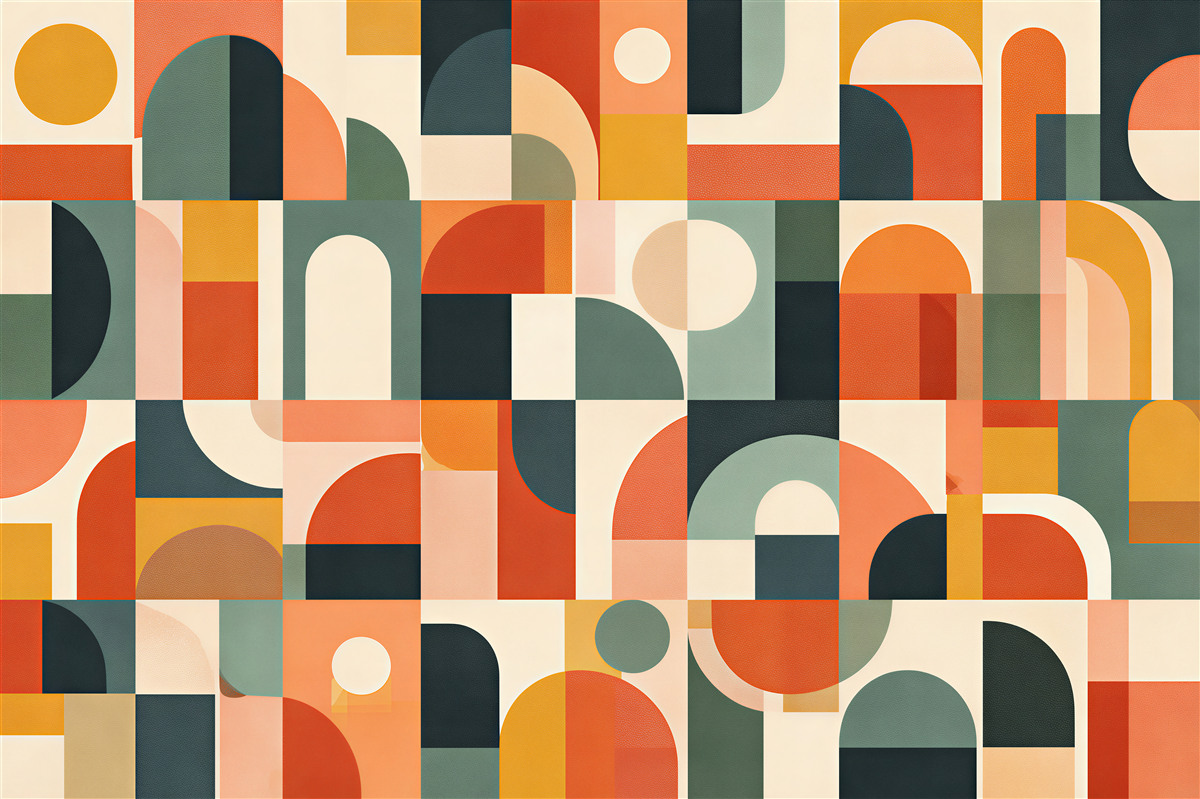 Papier peint mosaïque géométrique dans des couleurs chaudes