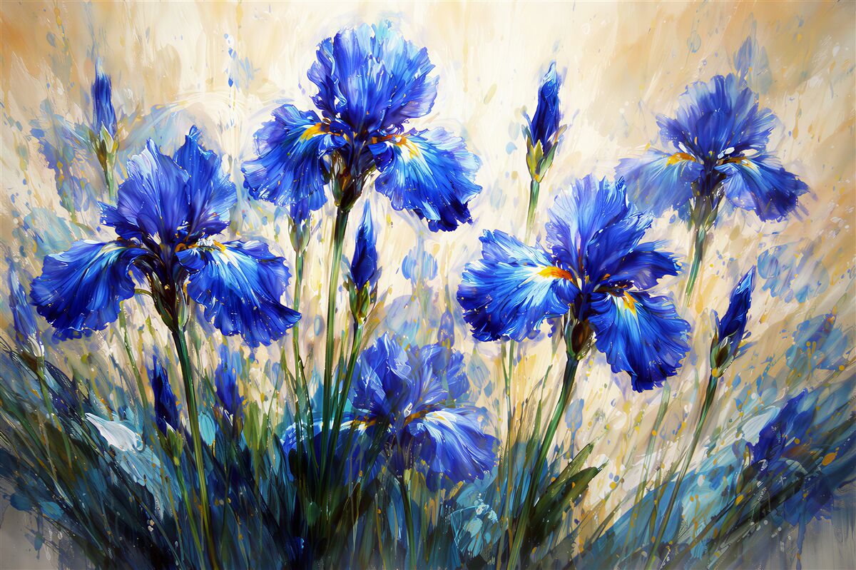 Papier peint iris bleus peints à la lumière