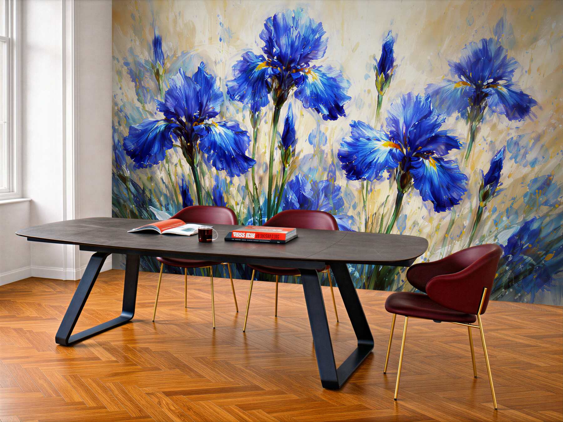 Papier peint iris bleus peints à la lumière