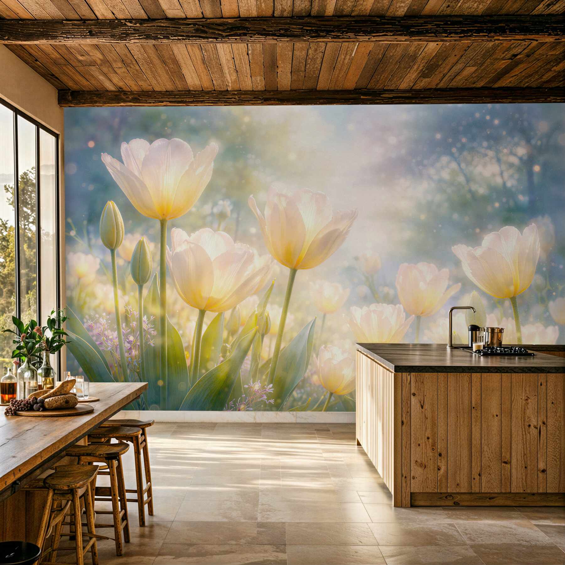 Papier peint tulipes lumineuses au matin