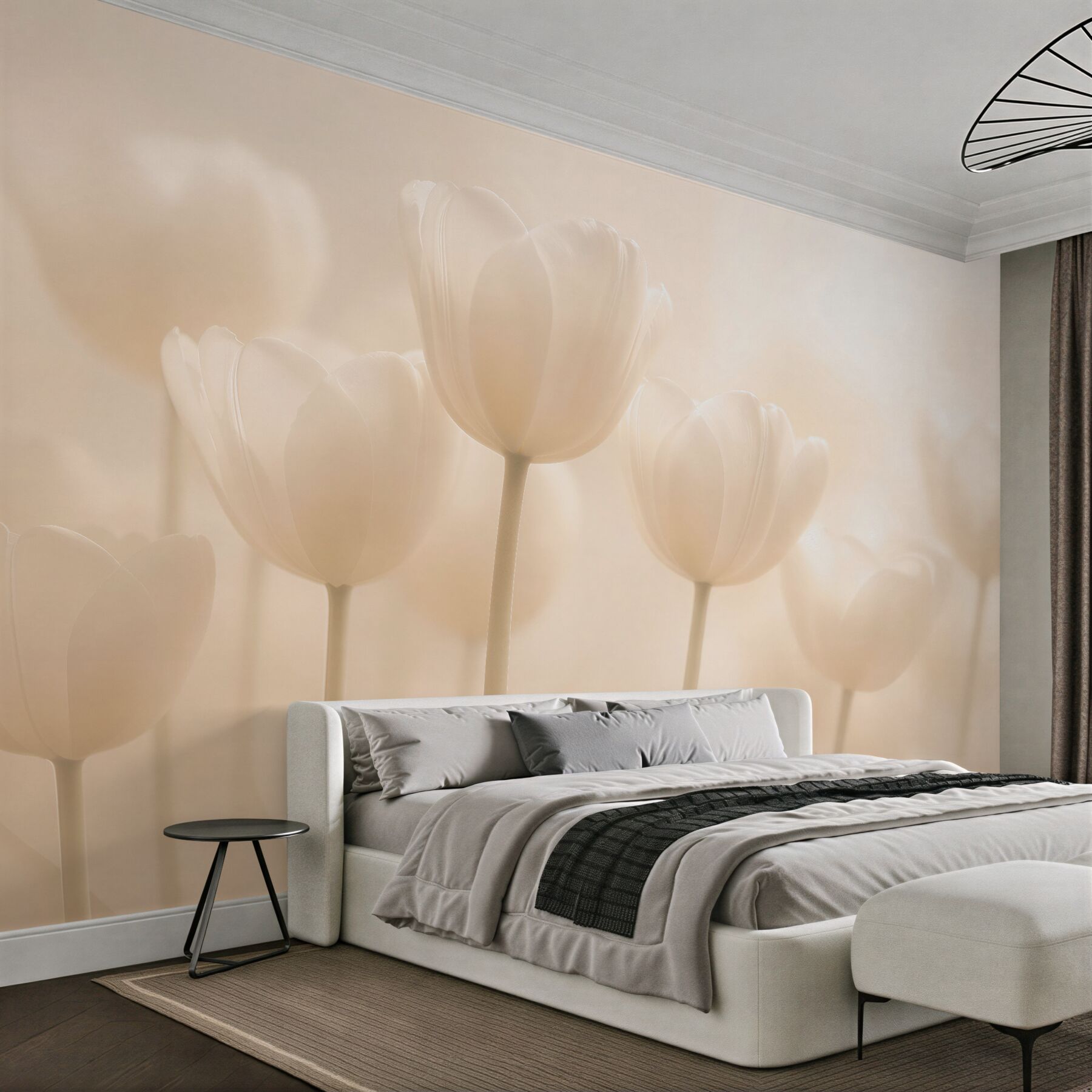 Papier peint tulipes crème dans une lumière douce