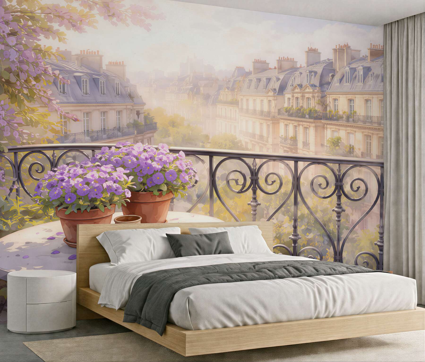 Papier peint balcon romantique sur Paris