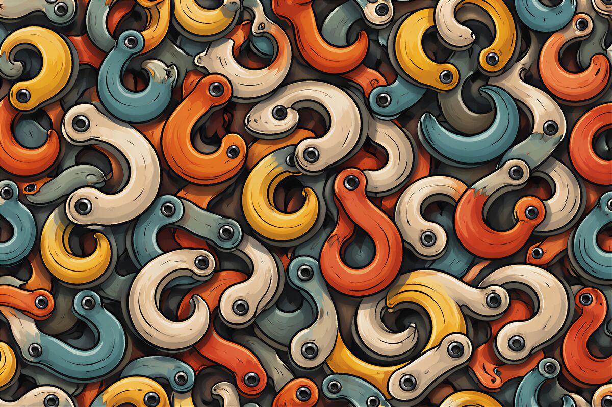 Papier peint labyrinthe organique de formes colorées