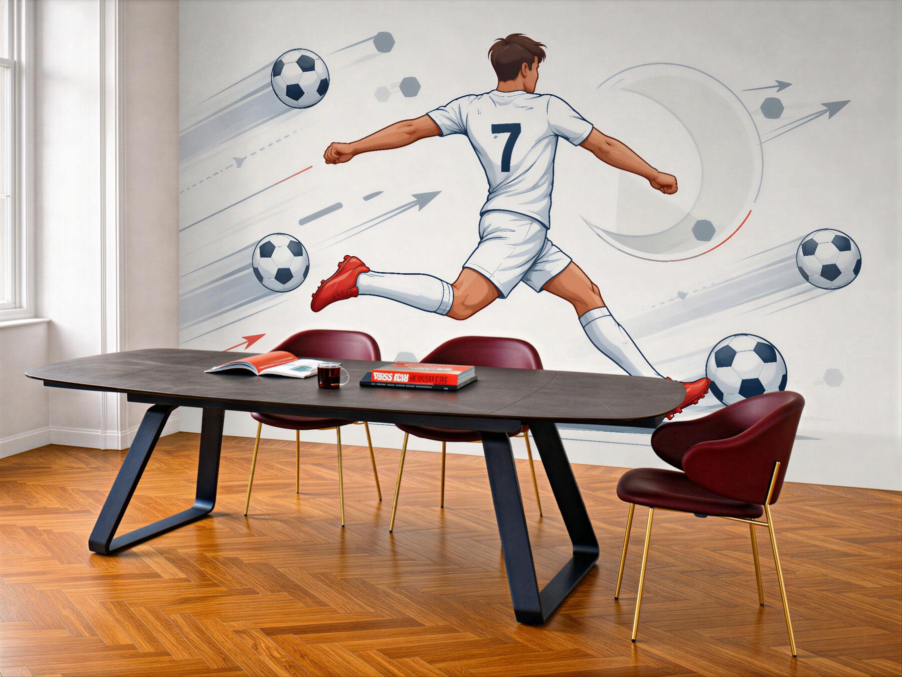Papier peint footballeur dynamique en action