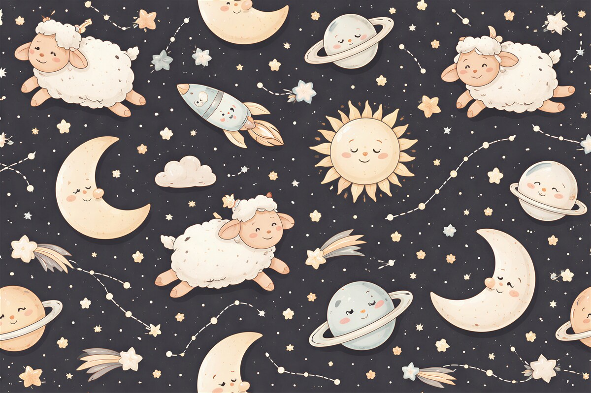 Papier peint moutons cosmiques pour la nuit