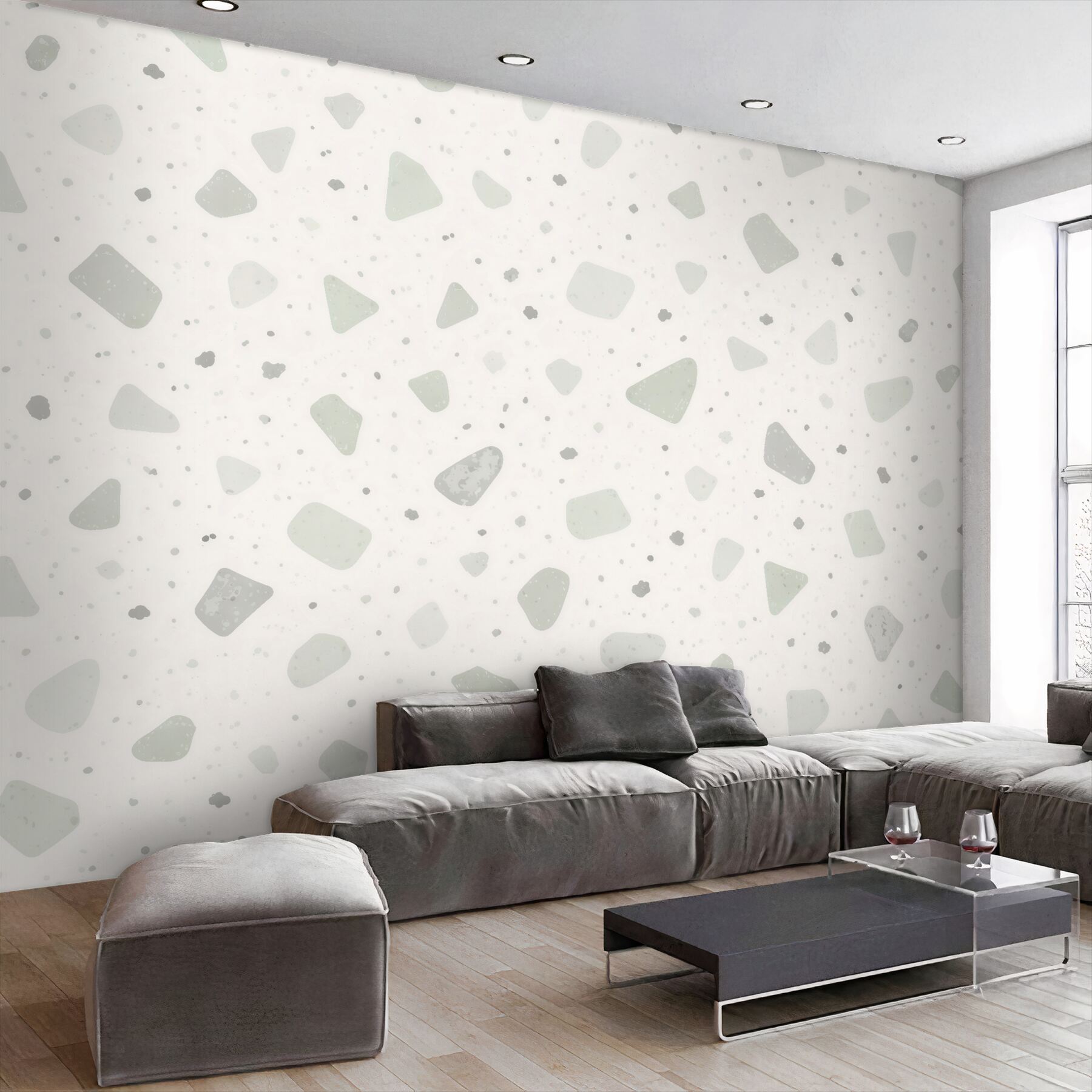Papier peint terrazzo subtil dans les gris