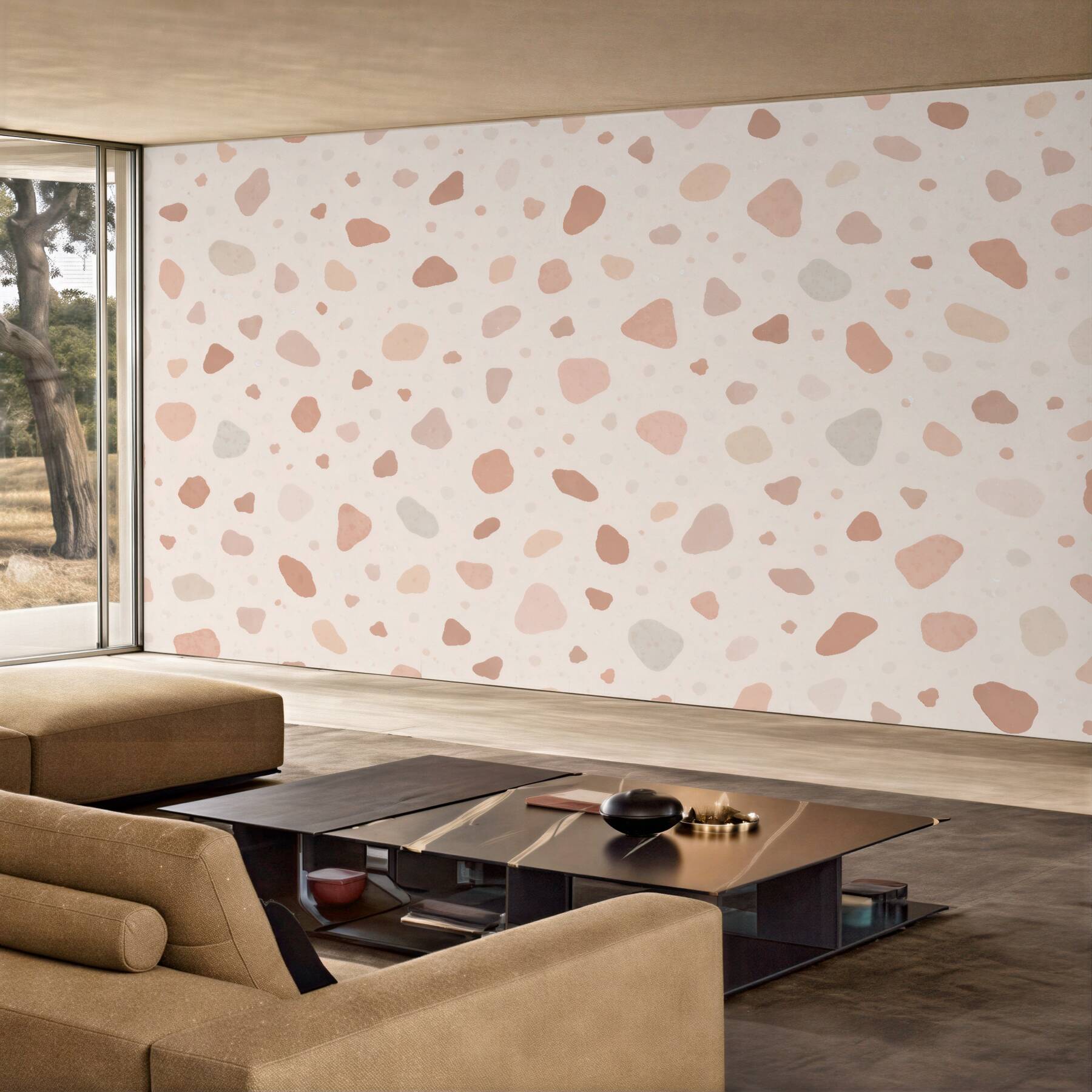 Papier peint terrazzo pastel poudré