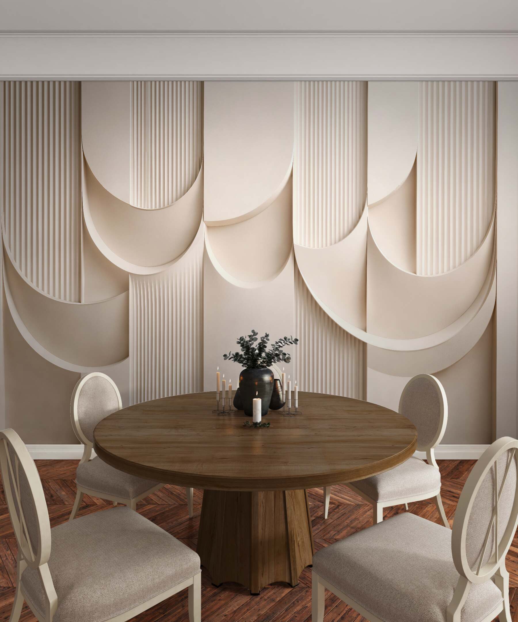 Papier peint abstraction beige en relief élégant