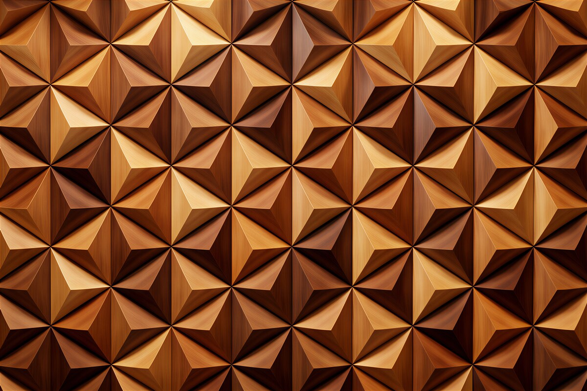 Papier peint mosaïque géométrique en bois 3D
