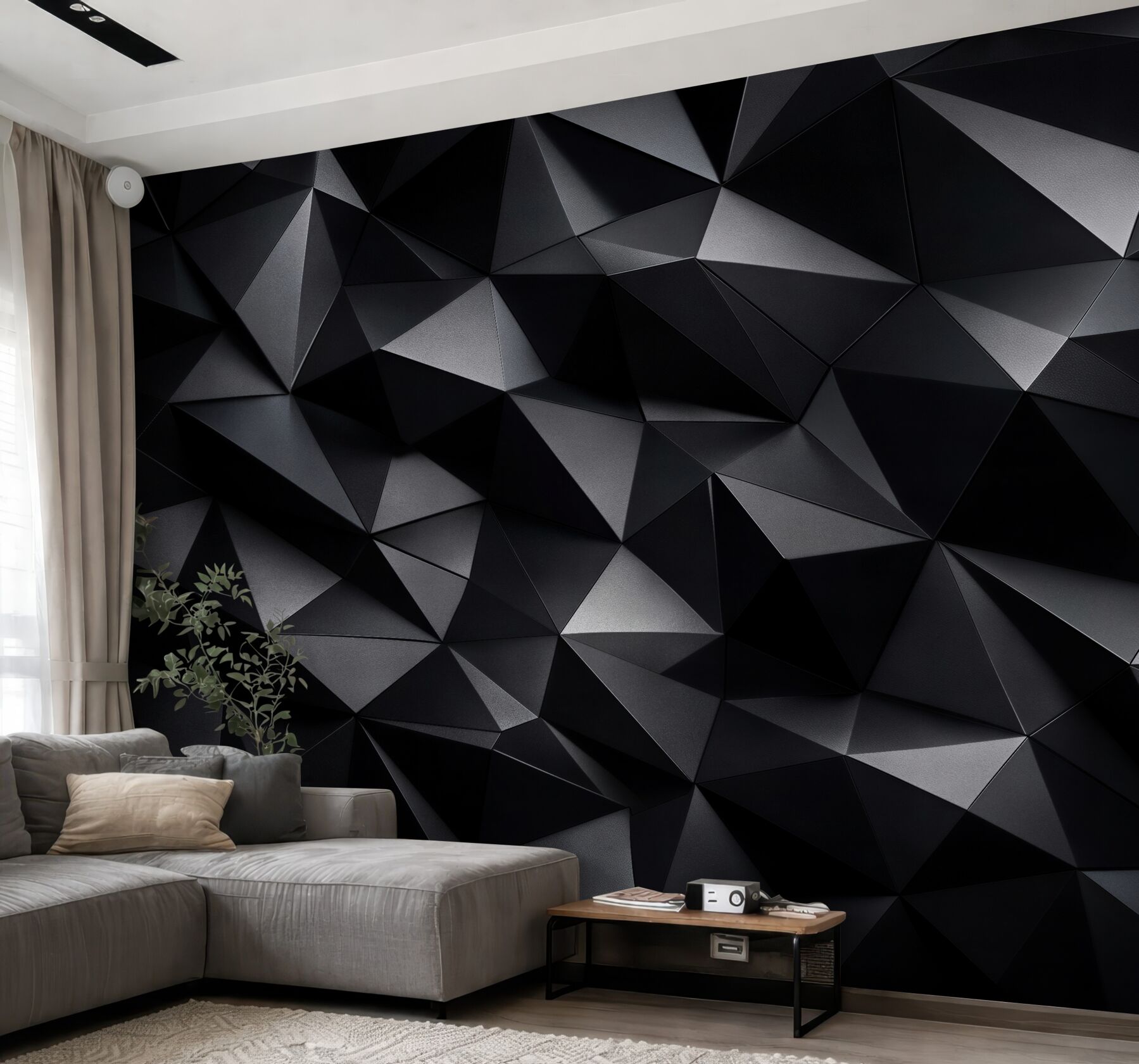 Papier peint formes géométriques noires 3D