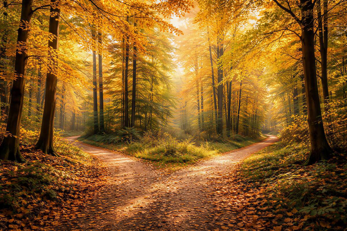 Papier peint chemin forestier d'automne