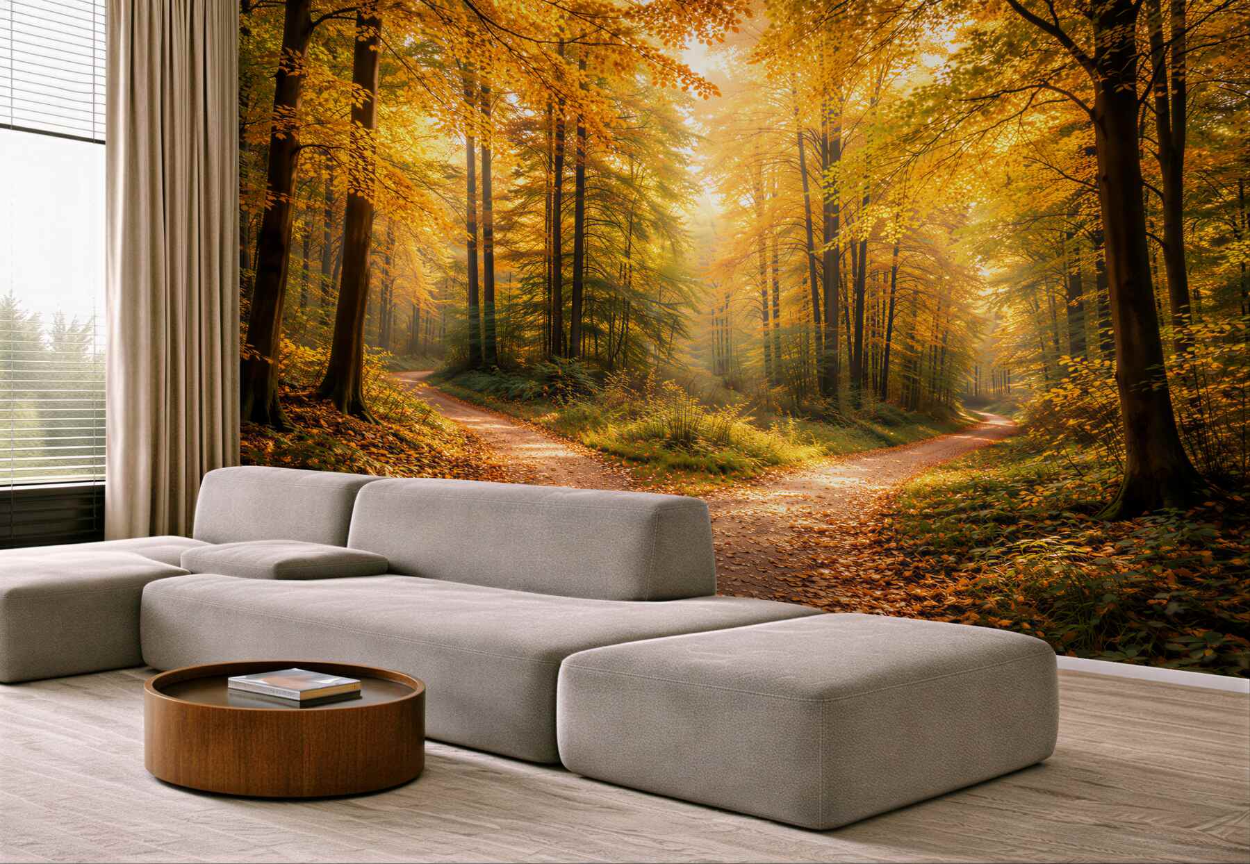 Papier peint chemin forestier d'automne