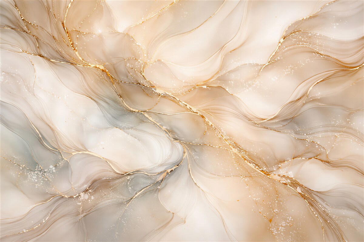 Papier peint brume crémeuse avec de l'or