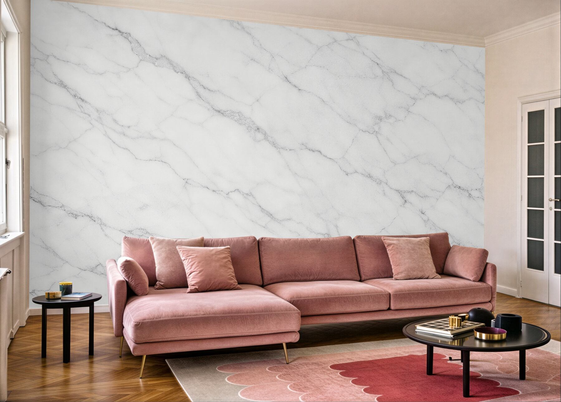Papier peint marbre blanc subtil