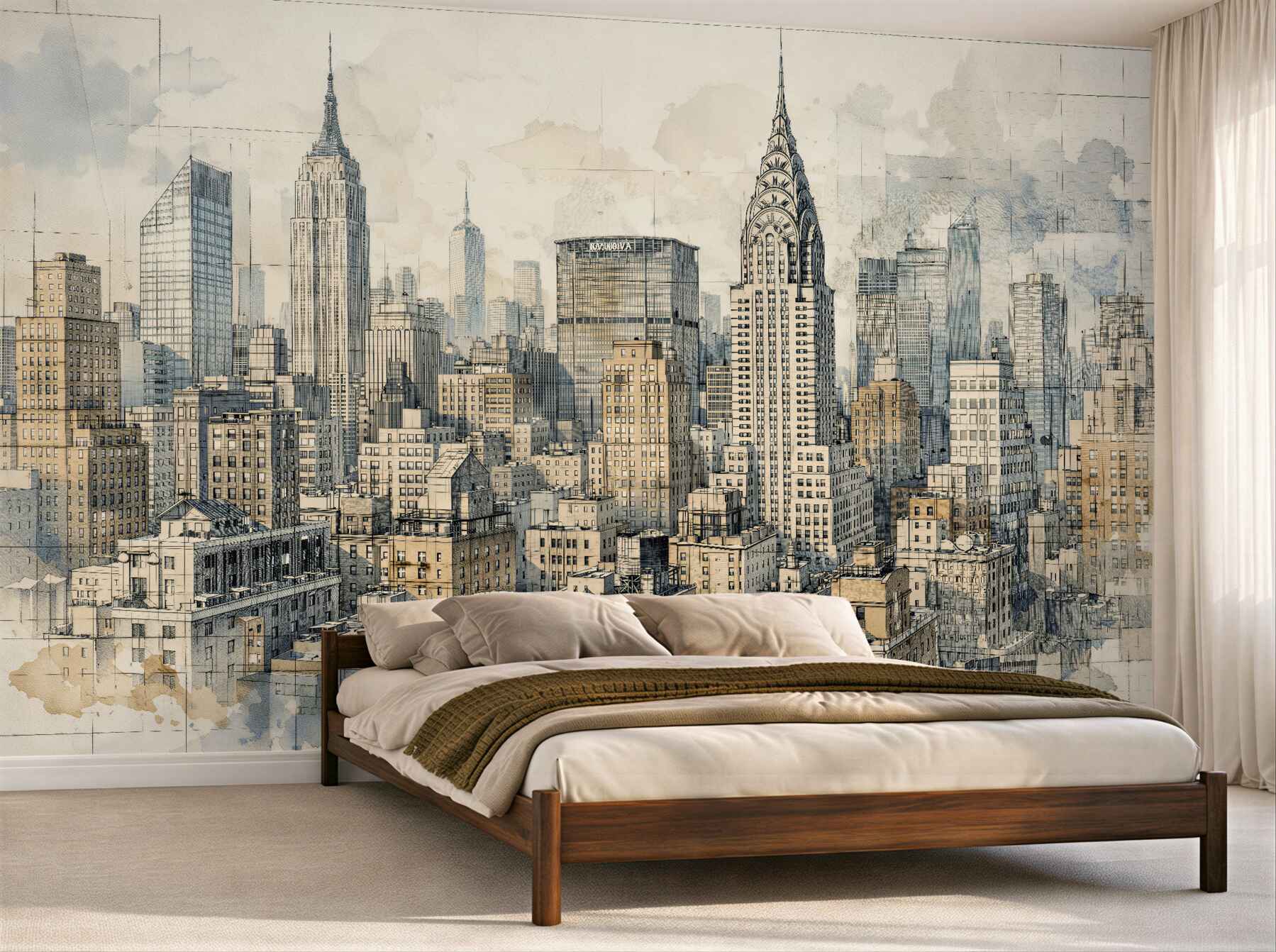Papier peint paysage esquissé de New York