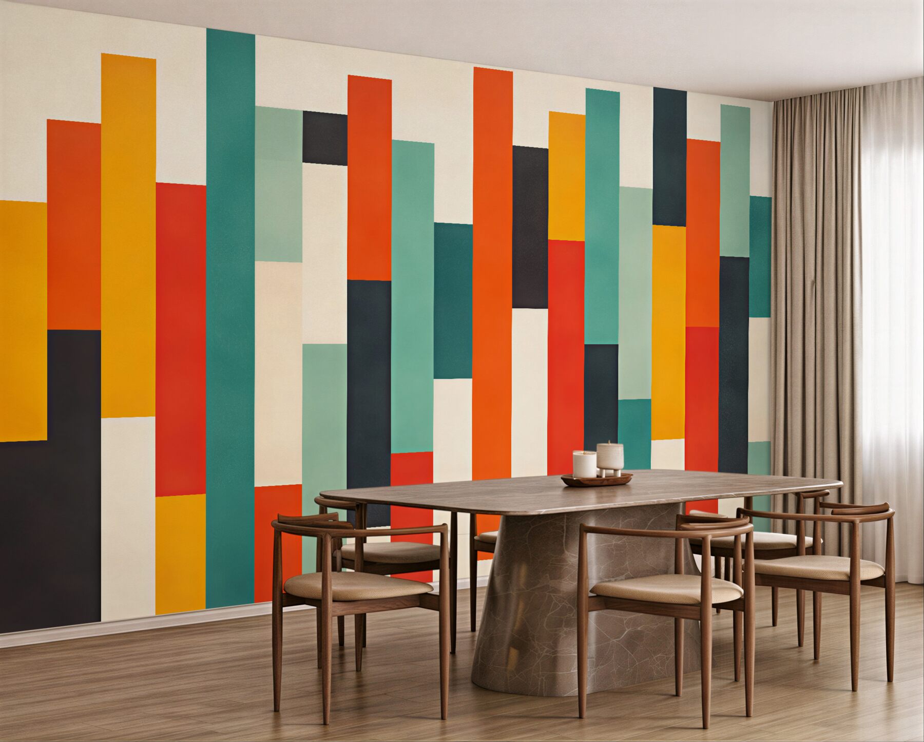 Papier peint rayures verticales modernes colorées