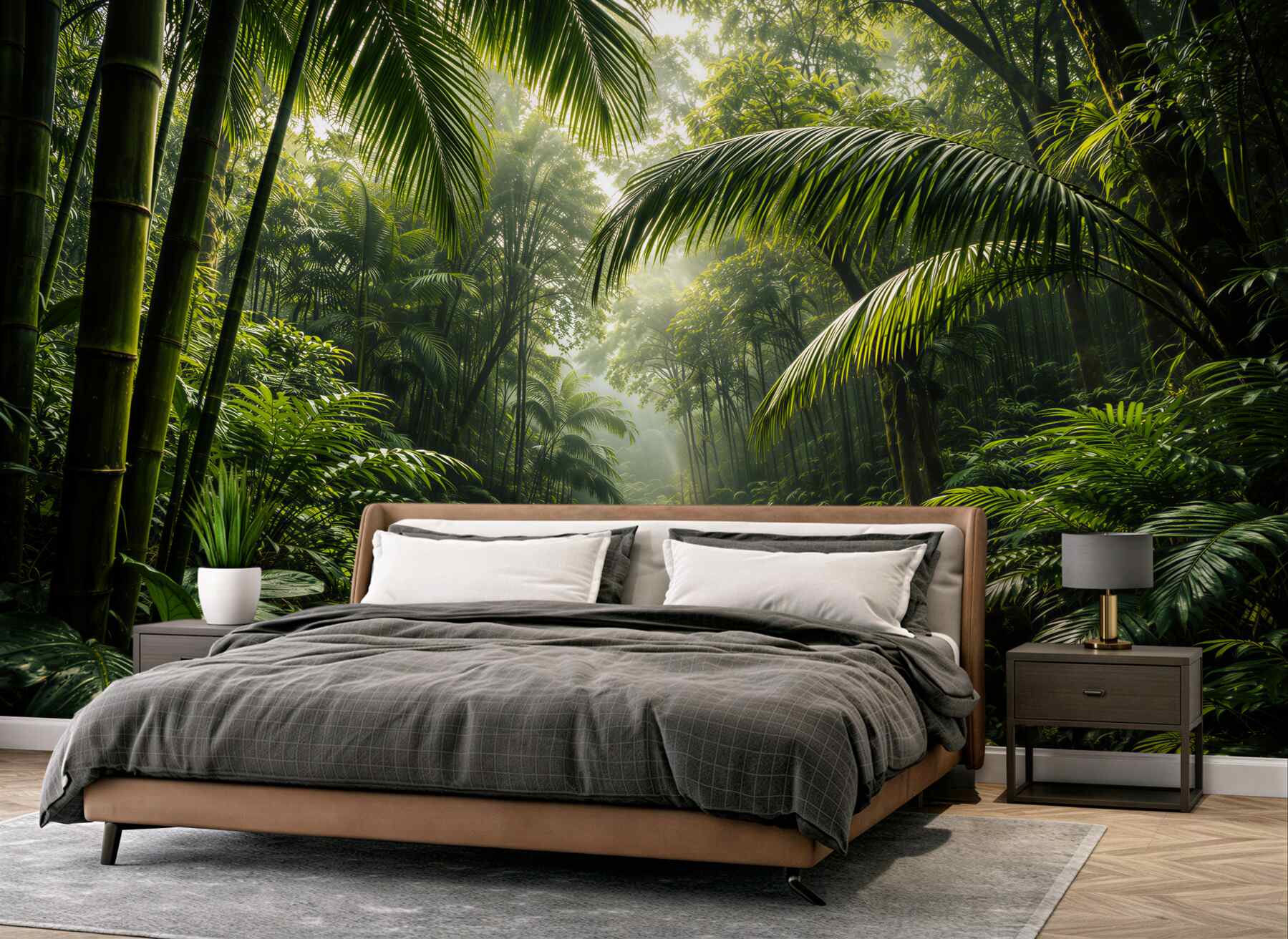 Papier peint jungle tropicale avec des palmiers
