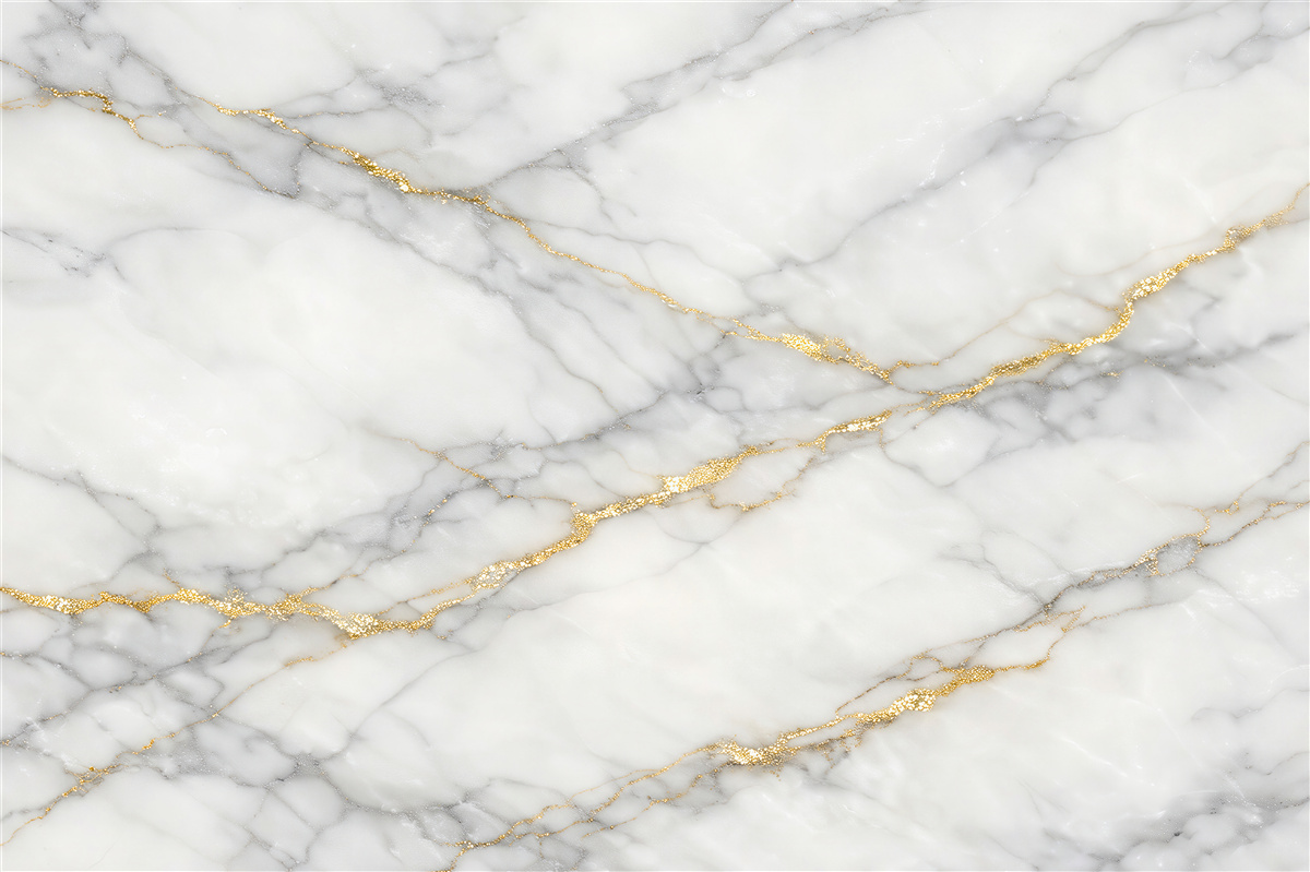 Papier peint marbre blanc avec veine dorée